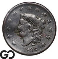 1832 Coronet Head Large Cent, Good Bid: 25