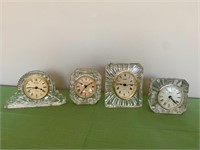 4 Vintage Crystal Quartz Clocks