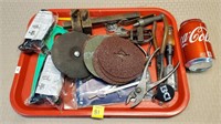 Tray of Hand tools & Sandpaper