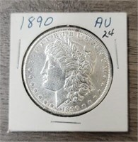 1890-P Morgan Dollar: AU