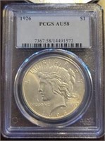 1926-P Peace Dollar: PCGS AU58