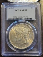 1927-D Peace Dollar: PCGS AU55