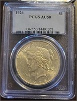 1926-P Peace Dollar: PCGS AU50