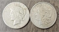 1921-S Morgan & 1922-S Peace Dollars