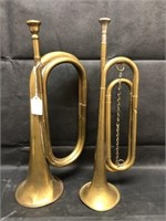 Two Military Brass Bugles, US Regulations