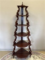 6 ft Mahogany Corner footed what not shelf