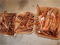 3 BOXES OF OLD WOODEN COAT/CLOTHES HANGERS