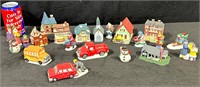 Miniature Plastic & Ceramic Winter Village-Lot
