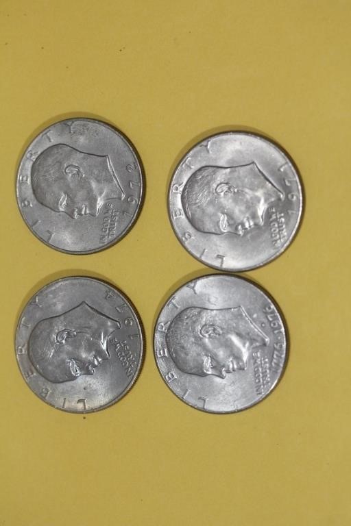 Lot of 4 Different Date Clad Ike Dollars