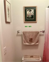 Bathroom decor, towels, pictures