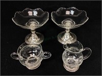 Glass & Sterling Weighted Compotes, Sugar &