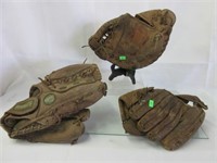 Old Leather Baseball Mitts -3