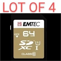 LOT OF 4 - EMTEC ECMSD64GXC10GP 64GB Class 10 SDXC