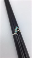 Sterling silver and turquoise 3 stone ring size 7