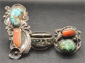 Sterling Native American Copal & Turquoise Toned