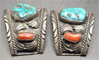 Sterling Navajo Copal & Turquoise Toned Bracelet