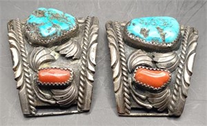 Sterling Navajo Copal & Turquoise Toned Bracelet