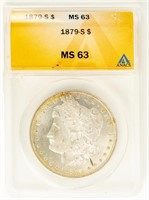Coin 1879-S Morgan Silver Dollar ANACS-MS63