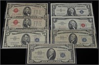 (5) MIXED STAR NOTES & (1) $10 SILVER CERTIFICATES