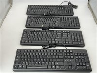 BUNDLE OF 4 HP BRAND CORDED PC KEYBOARDS