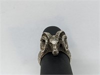 .925 Sterling Silver Ram Ring