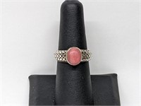 .925 Sterling Silver Pink Stone Ring