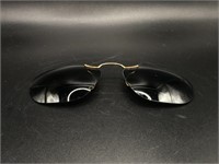 Vintage Polaroid Clip on Sunglasses Golden Oval