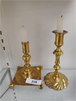 (2) Antique Brass Candlestick Holders