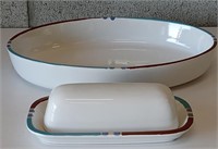 DANSK Mesa White Butterdish & Serving Tray