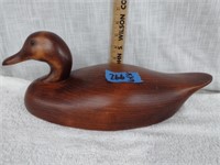 Vintage Carved & Signed Wooden Mallard Duck