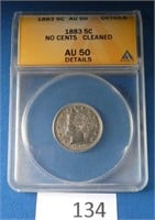 1883 5 Cent V Nickel cleaned