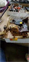 Wooden motorcycle with broken handle and