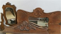 (2) Antique Wood Mirrors & Wood Topper Piece