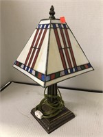 Ornate Lamp with Colored Glass Shade