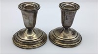 Sterling weighted candleholders approx. 3.25”
