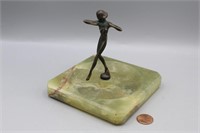 1920s Art Deco "Dancer" Bronze & Marble Ashtray