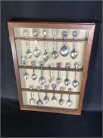 Souvenir Spoons in Wall Display Case