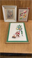 Framed Needlework Pieces and Religious Frame