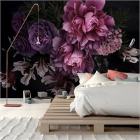 3D Black/Purple Peony Wallpaper - 151x105