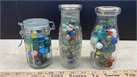 3 Small Jars of Marbles