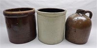 2 Stoneware Crocks & Jug