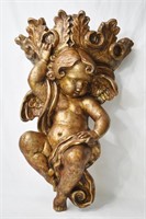 Large Cherub Gold Washed Wall Sconce