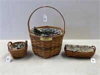 LONGABERGER - LOT OF 3 BASKETS - CONDITION ISSUES