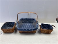 LONGABERGER - LOT OF 3 BASKETS - CONDITION ISSUES