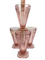 Jeanette Adam pink depression glass footed 9oz