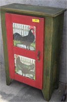 Three Shelf Farm House Cabinet w/Chickens