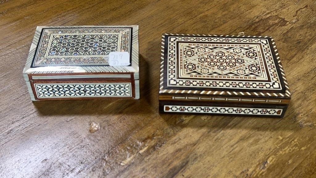 Two Wood Inlaid Boxes