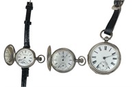 (3) Silver Pocket Watches - Coin & Sterling