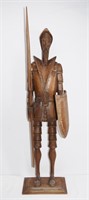 Hand Carved Wooden Knight Figure 31.5"