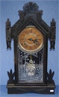 American Ansonia wood cased mantle clock